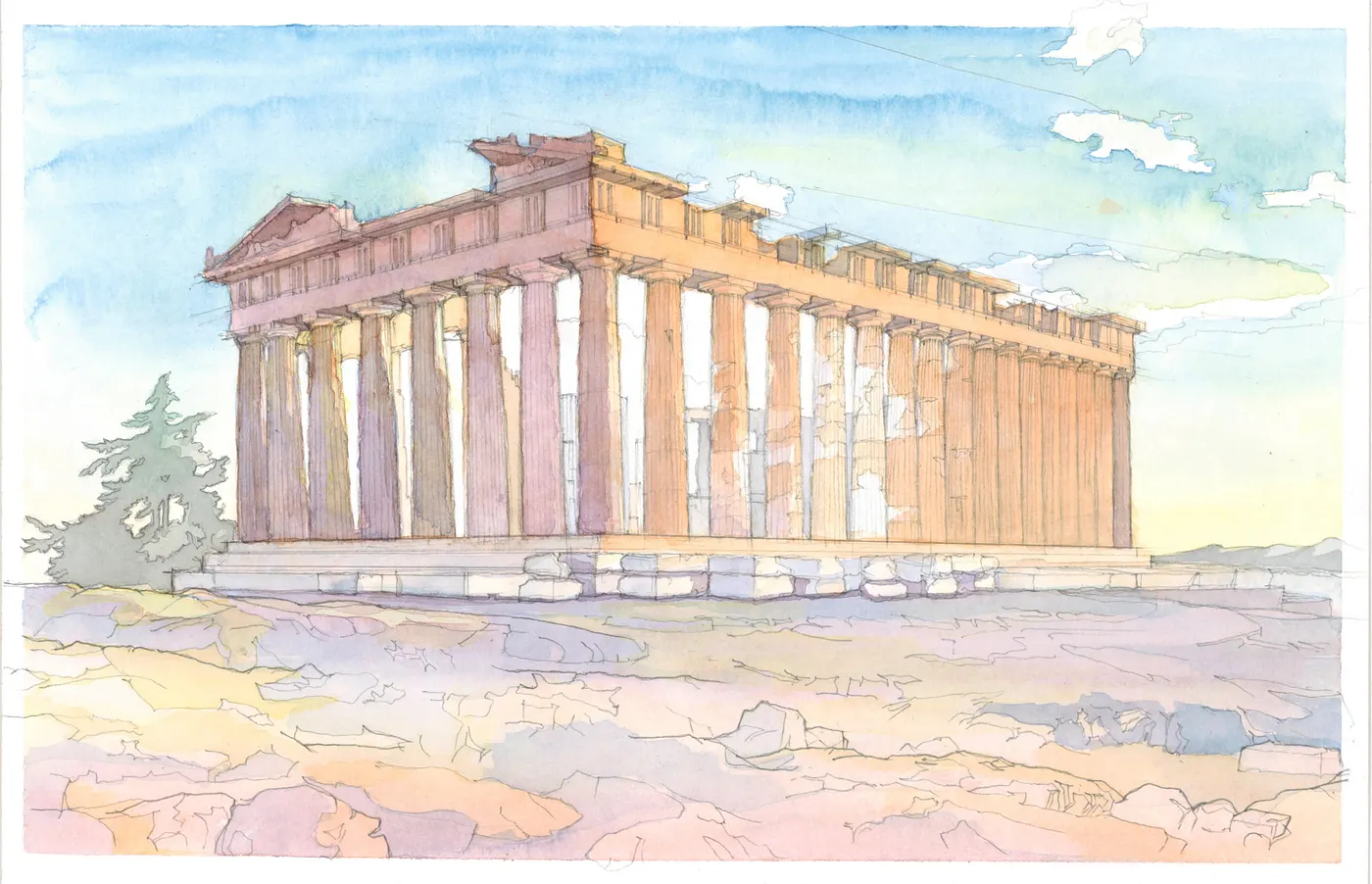 Partenone - Frank Zhang, Monuments in Watercolor
