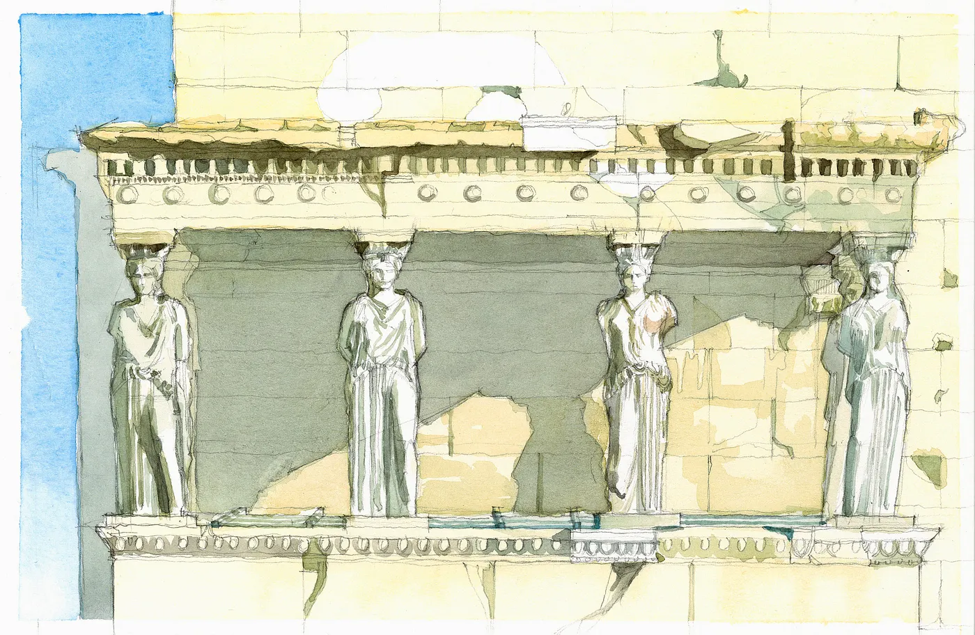 Piramidi di Giza - Frank Zhang, Monuments in Watercolor
