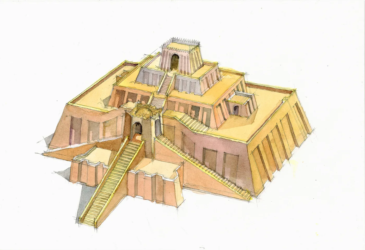 Ziqqurat - Frank Zhang, Monuments in Watercolor